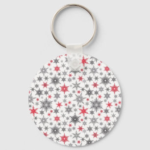 Porte-clés Noël, rouge, blanc, flocons de neige, hiver, Nouve