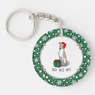 Porte-clés Noël Santa Hat Whippet Chien Faune et blanc mignet