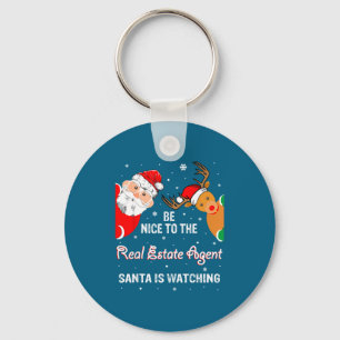 Porte-clés Noël Sois Gentil Avec Le Père Noël De L'Agent Immo