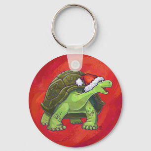 Porte-clés Noël Tortue Sur Rouge