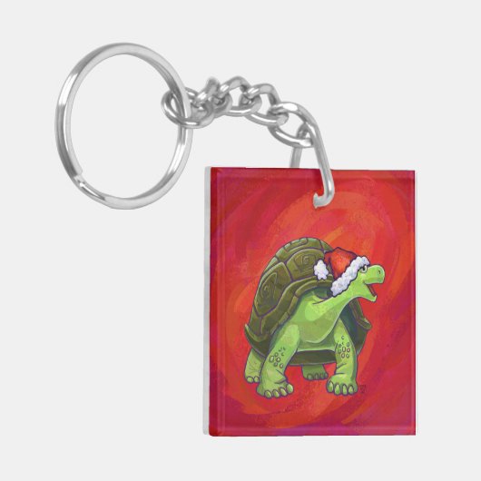 Porte-clés Noël Tortue Sur Rouge (Devant gauche)