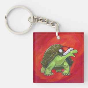 Porte-clés Noël Tortue Sur Rouge