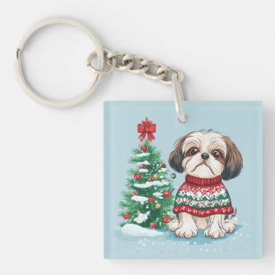 Porte-clés Noël Tzu Santa Chien de Noël