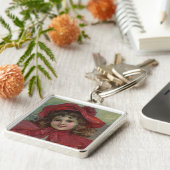 Porte-clés Noël Victorien Enfant Rouge Casquette Portrait Fil (Côté)