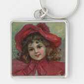 Porte-clés Noël Victorien Enfant Rouge Casquette Portrait Fil (Devant)