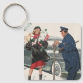 Porte-clés Noël Vintage, Achats Cadeaux Policier (Recto)