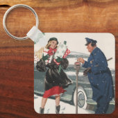 Porte-clés Noël Vintage, Achats Cadeaux Policier (Recto)