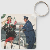 Porte-clés Noël Vintage, Achats Cadeaux Policier (Dos)