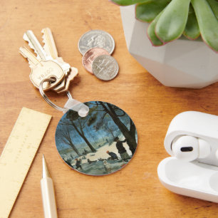 Porte-clés Noël vintage, Central Park en hiver Glackens