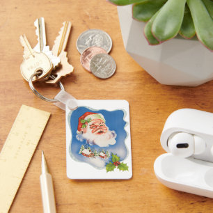 Porte-clés Noël vintage, joyeux Père Noël rétro