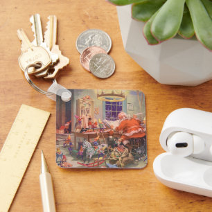 Porte-clés Noël vintage, le Père Noël avec l'atelier des luti