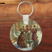 Porte-clés Noël Vintage, Musiciens Victoriens En Carolage (Front)