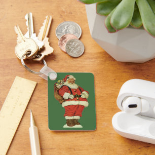 Porte-clés Noël vintage, Père Noël victorien avec jouets