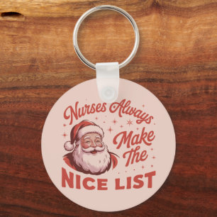 Porte-clés Noël Vintage Santa Infirmières Font la Bonne Liste