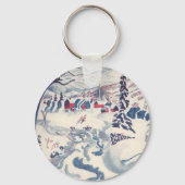 Porte-clés Noël Vintage, Village d'hiver Neige (Recto)