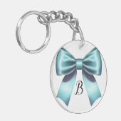 Porte-clés Nœud bleu turquoise élégant Mariage Baby Shower (Devant gauche)
