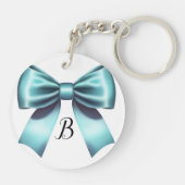 Porte-clés Nœud bleu turquoise élégant Mariage Baby Shower (Dos)