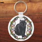 Porte-clés Nœud celtique Chat Noir (Recto)