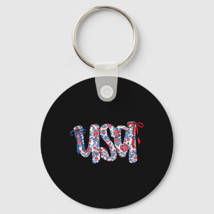 Porte-clés Nœud Coquette 4 Juillet Usa Floral Usa Pour Femmes