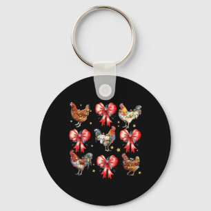 Porte-clés Nœud de Noël Coquette poulet, Nœud rouge de Noël