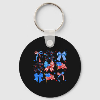 Porte-clés Nœuds Coquette Rouge Blanc Bleu Drapeau Usa 4 Juil