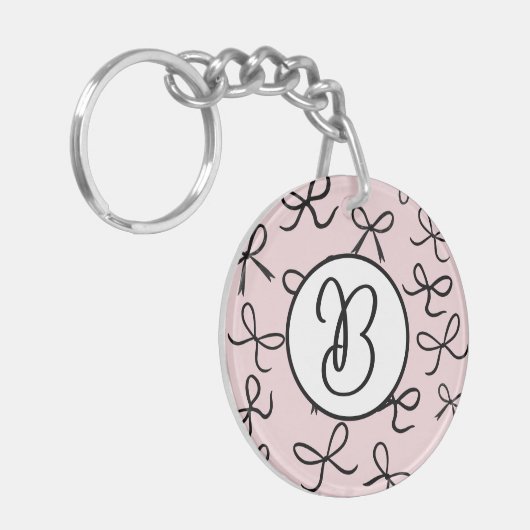 Porte-clés Nœuds Noirs Mignons et Tendance Rose (Devant gauche)