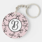 Porte-clés Nœuds Noirs Mignons et Tendance Rose (Dos)