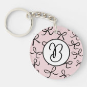 Porte-clés Nœuds Noirs Mignons et Tendance Rose (Devant)