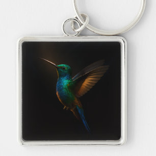 Porte-clés Noir 4 Luxe avec colibri en vol