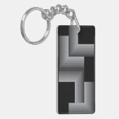 Porte-clés Noir, argent, cool, uniques, carrés tendance (Devant gauche)