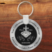 Porte-clés Noir, Argent, Fête De L'Eglise, N'Importe Quelle O (Recto)