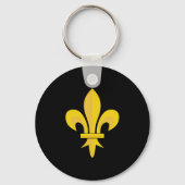 Porte-clés Noir avec Fleur de Lys Or (Recto)