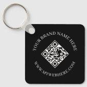 Porte-clés noir avec QR code double face et texte (Recto)
