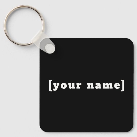 Porte-clés noir blanc avec votre nom (Recto)