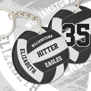 Porte-clés noir blanc couleur équipe volleyball personnalisé