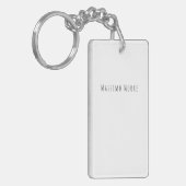 Porte-clés Noir Blanc Élégant Simple Formel Nom propre (Devant gauche)