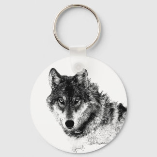 Porte-clés Noir Blanc Inspiration Wolf Eyes