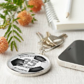 Porte-clés noir blanc joueur d'équipe nom filles garçons foot (Côté)