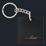 Porte-clés Noir Blanc Moderne Minimaliste Élégant Monogramme<br><div class="desc">Découvrez notre collection minimaliste moderne de monogrammes noirs et blancs : Faites preuve de simplicité et de sophistication grâce à nos designs minimalistes, conçus pour élever votre style sans effort. Réalisée avec un oeil attentif pour l'esthétique moderne, cette collection présente des motifs noirs et blancs épurés accentués par des monogrammes...</div>