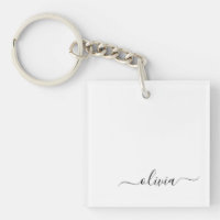 Noir Blanc moderne Script Girl Monogramme Nom