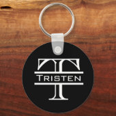 Porte-clés Noir Blanc Monogramme Classique Nom (Recto)