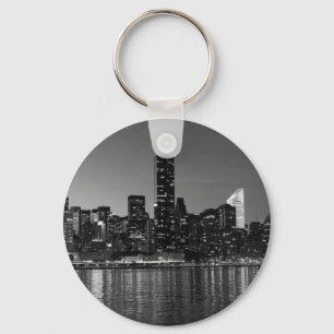 Porte-clés Noir Blanc New York City Skyscapants Silhouette
