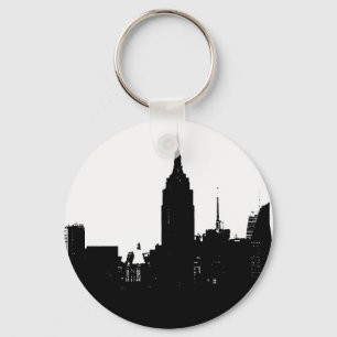 Porte-clés Noir blanc New York Silhouette