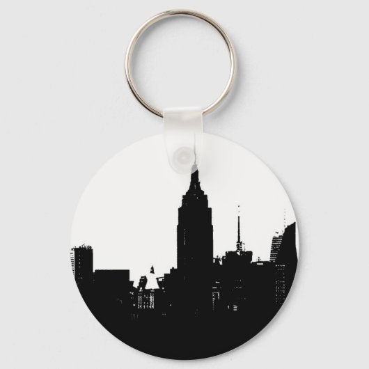 Porte-clés Noir blanc New York Silhouette (Recto)