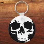Porte-clés Noir & Blanc Pop Art Crâne Cool élégant (Recto)