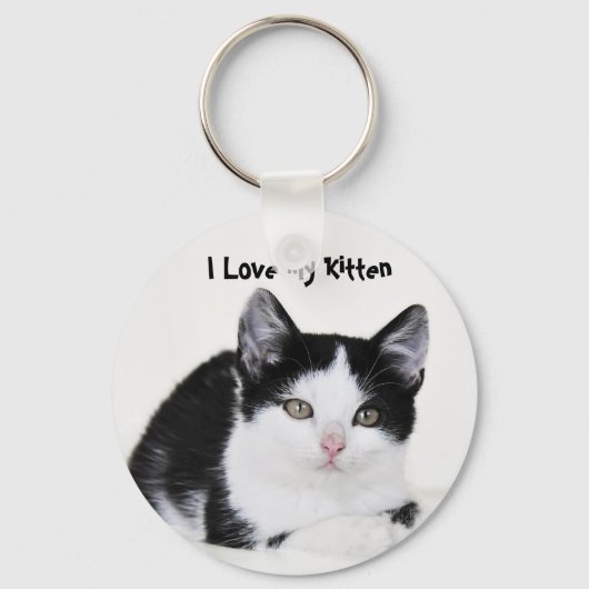 Porte-clés Noir Blanc Réflexion Porte - clés Kitten (Recto)