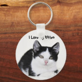 Porte-clés Noir Blanc Réflexion Porte - clés Kitten (Recto)