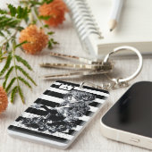 Porte-clés Noir & Blanc Striped Joli Crâne de sucre fille (Devant droit)