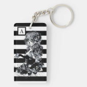 Porte-clés Noir & Blanc Striped Joli Crâne de sucre fille (Dos)