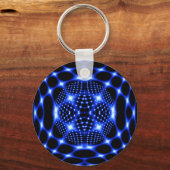 Porte-clés Noir bleu néon fractal (Recto)